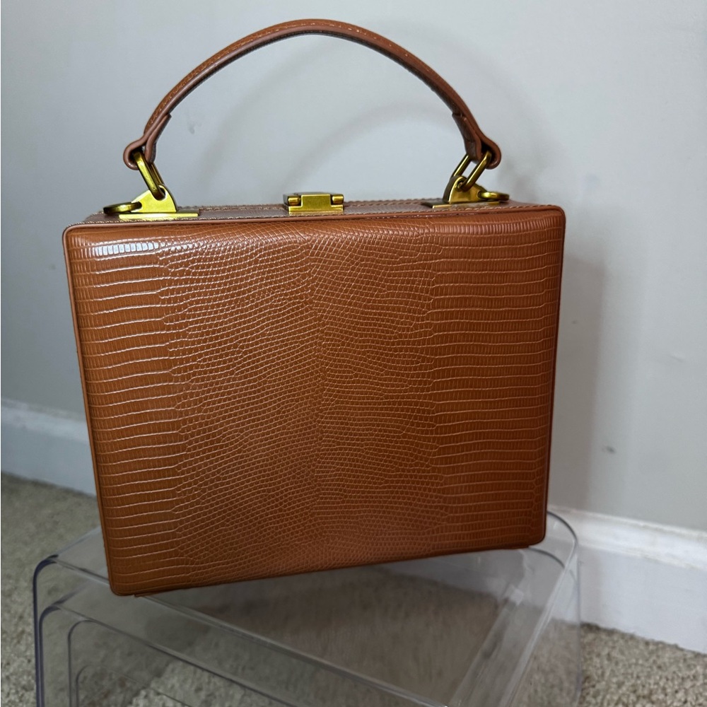 Brandon Blackwood Tan Lizard-Embossed Satchel - Picture 2 of 4